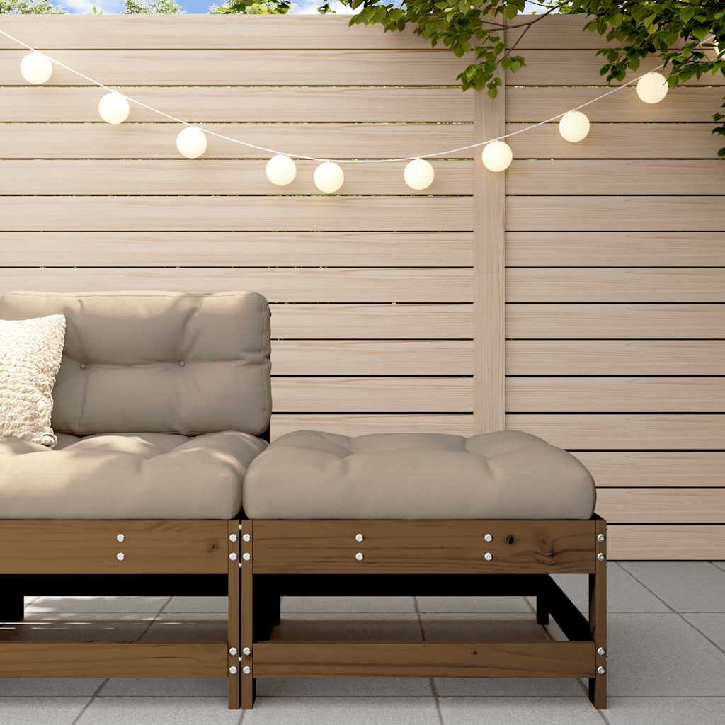 2 Stück Gartenecksofa Massives Kiefernholz Wachsbraun