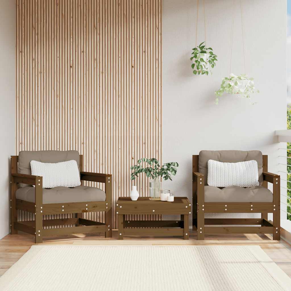 2 Stück Gartenecksofa Massives Kiefernholz Wachsbraun