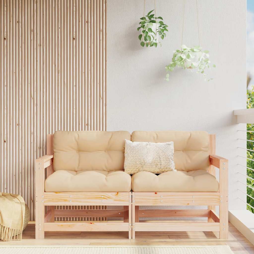2 Stück Gartenecksofa Massives Kiefernholz Wachsbraun