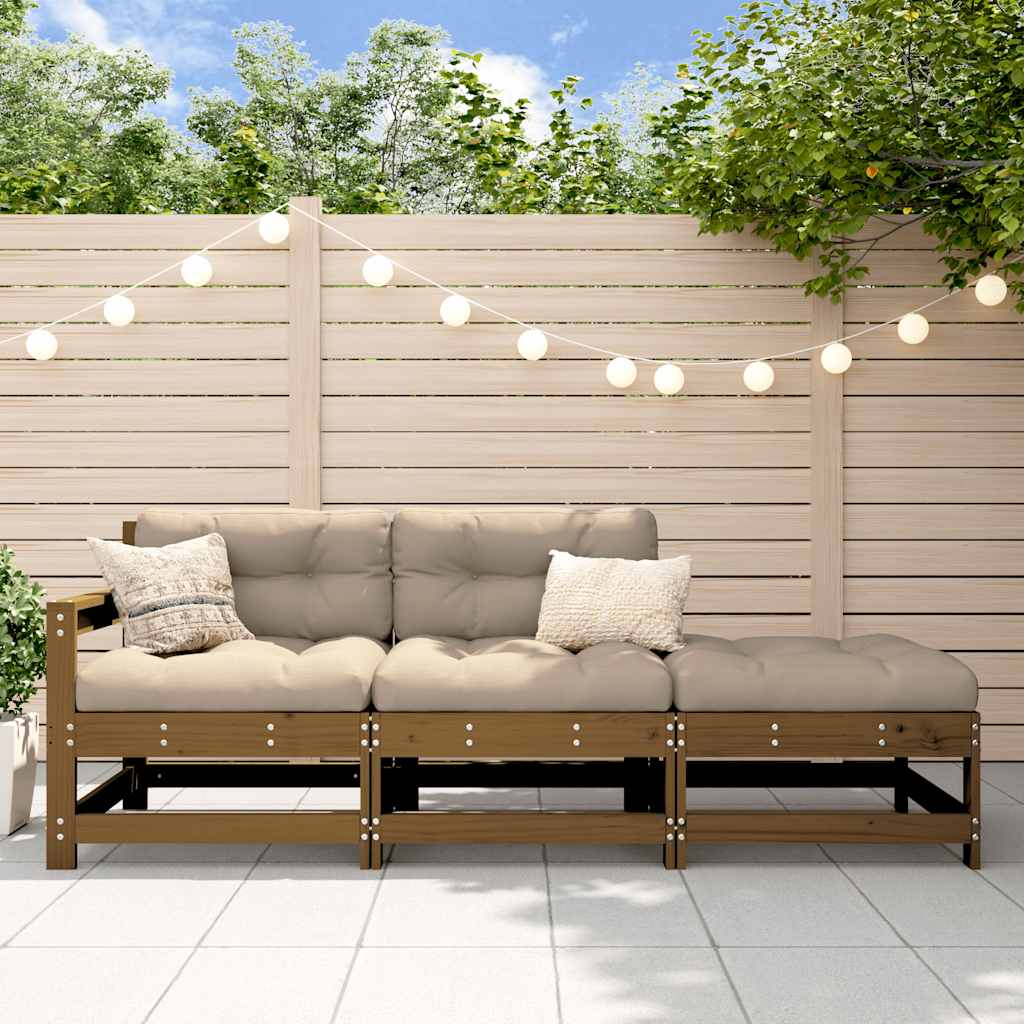 2 Stück Gartenecksofa Massives Kiefernholz Wachsbraun