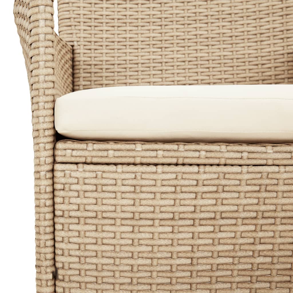 5-Tlg. Garten-Essgruppe Mit Kissen Beige Poly Rattan