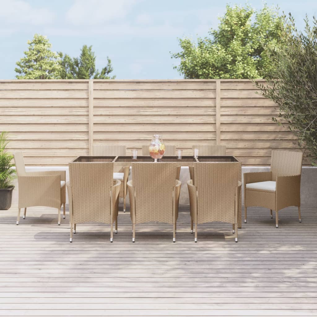 5-Tlg. Garten-Essgruppe Mit Kissen Beige Poly Rattan