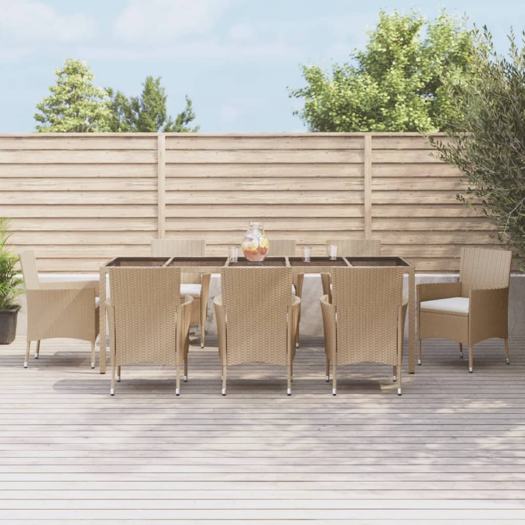 5-Tlg. Garten-Essgruppe Mit Kissen Beige Poly Rattan