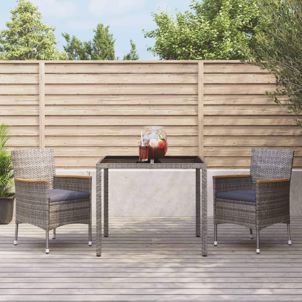 5-Tlg. Garten-Essgruppe Mit Kissen Grau Poly Rattan
