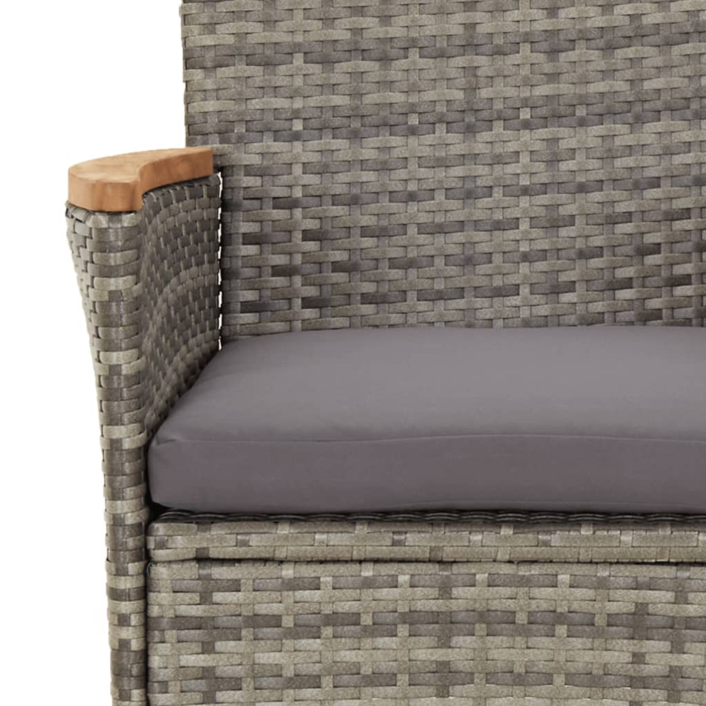 5-Tlg. Garten-Essgruppe Mit Kissen Grau Poly Rattan