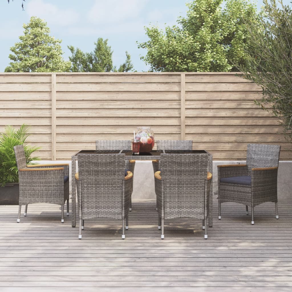 5-Tlg. Garten-Essgruppe Mit Kissen Grau Poly Rattan