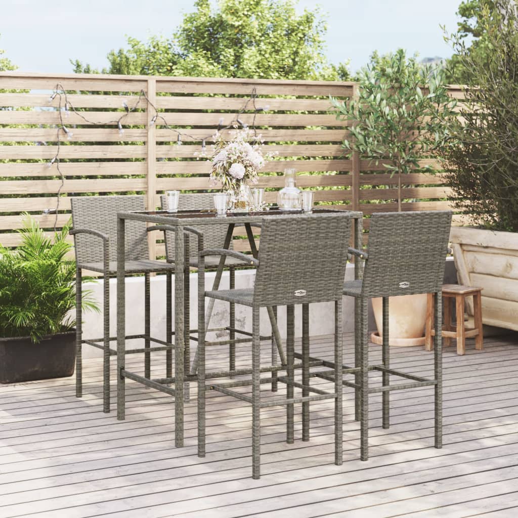 7-Tlg. Gartenbar-Set Poly Rattan