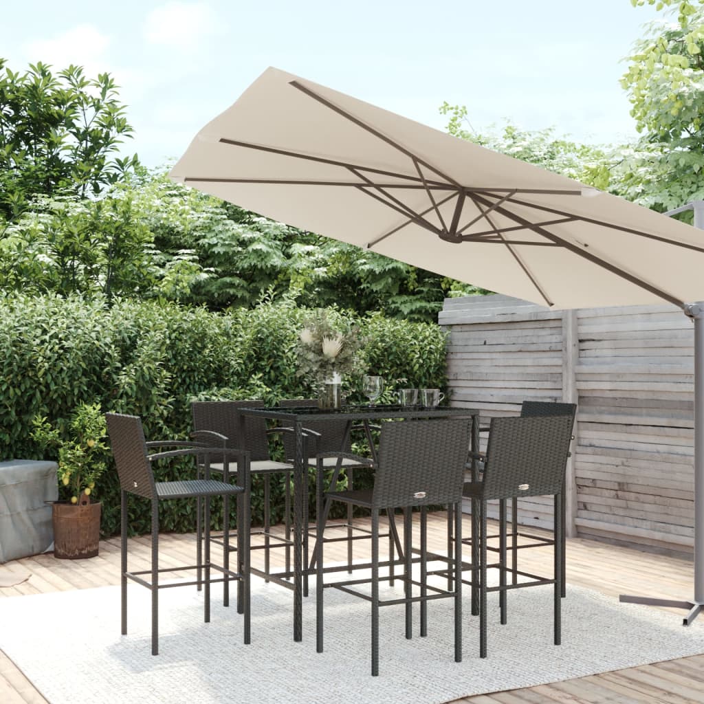 7-Tlg. Gartenbar-Set Poly Rattan