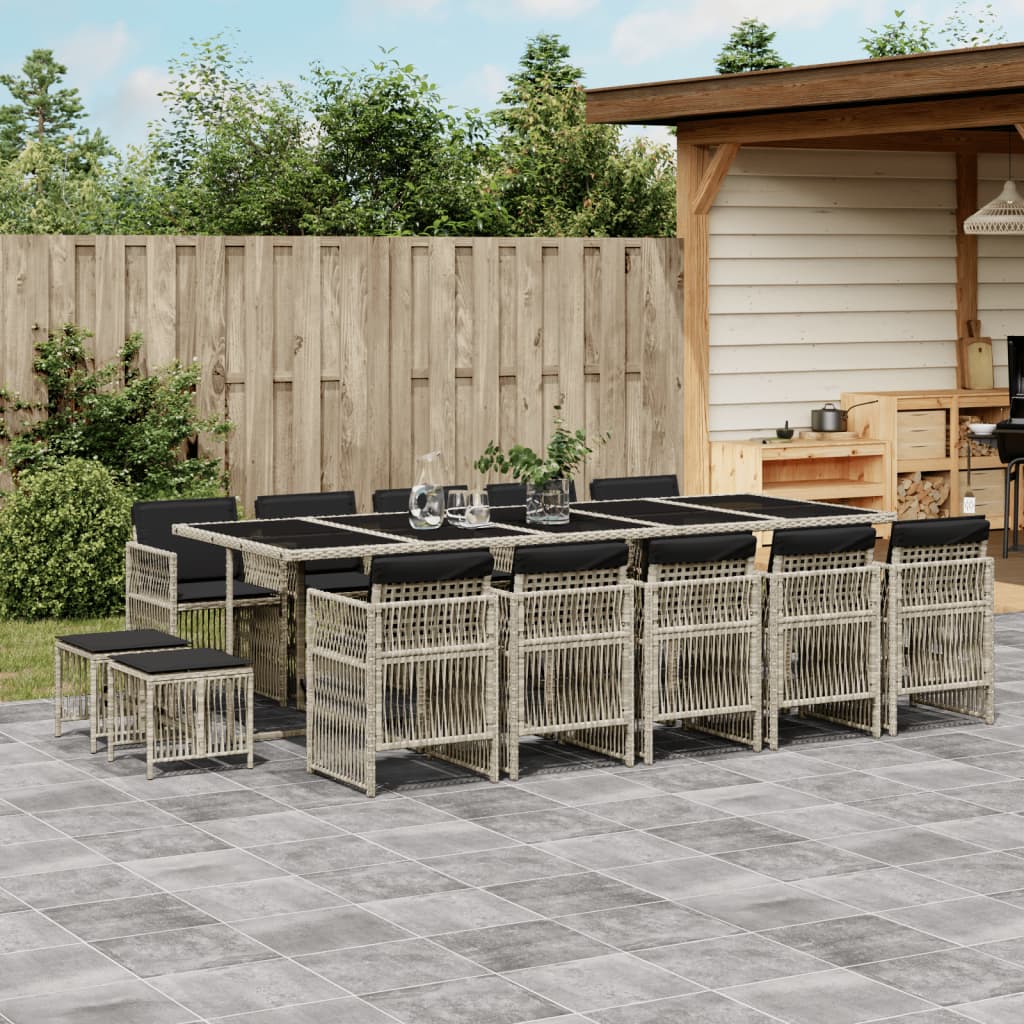 9-Tlg. Garten-Essgruppe Mit Kissen Schwarz Poly Rattan