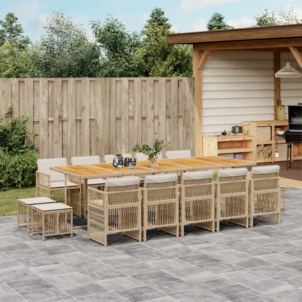 9-Tlg. Garten-Essgruppe Mit Kissen Schwarz Poly Rattan