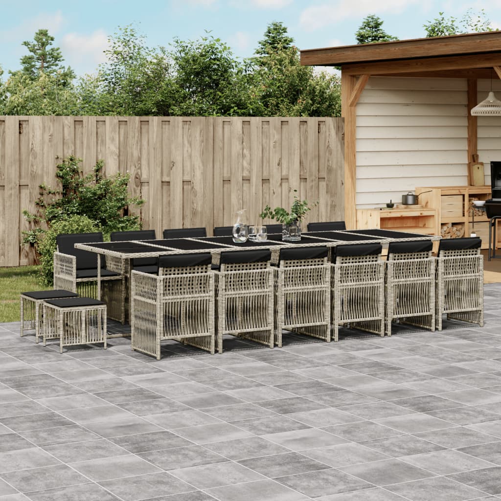 9-Tlg. Garten-Essgruppe Mit Kissen Schwarz Poly Rattan