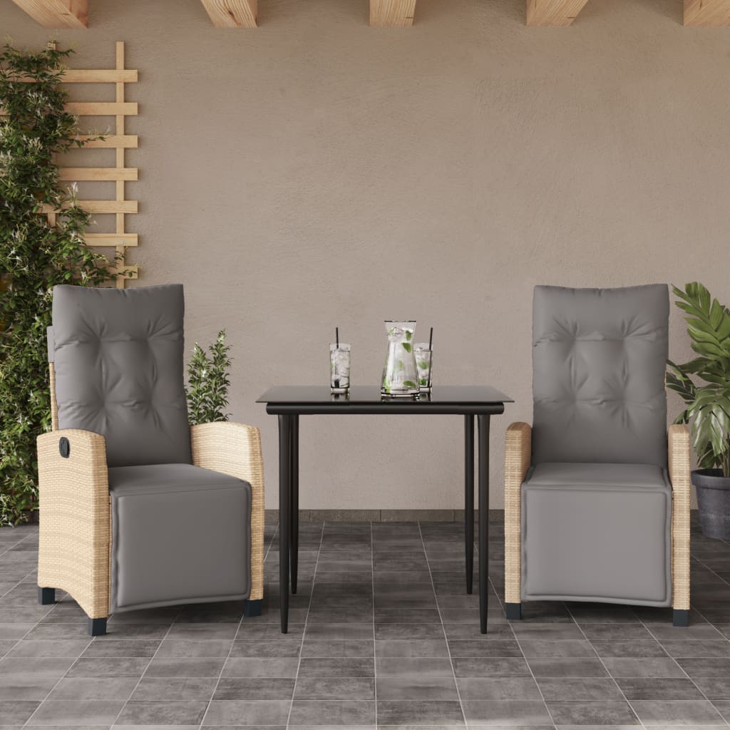 5-Tlg. Garten-Essgruppe Mit Kissen Beigemischung Poly Rattan