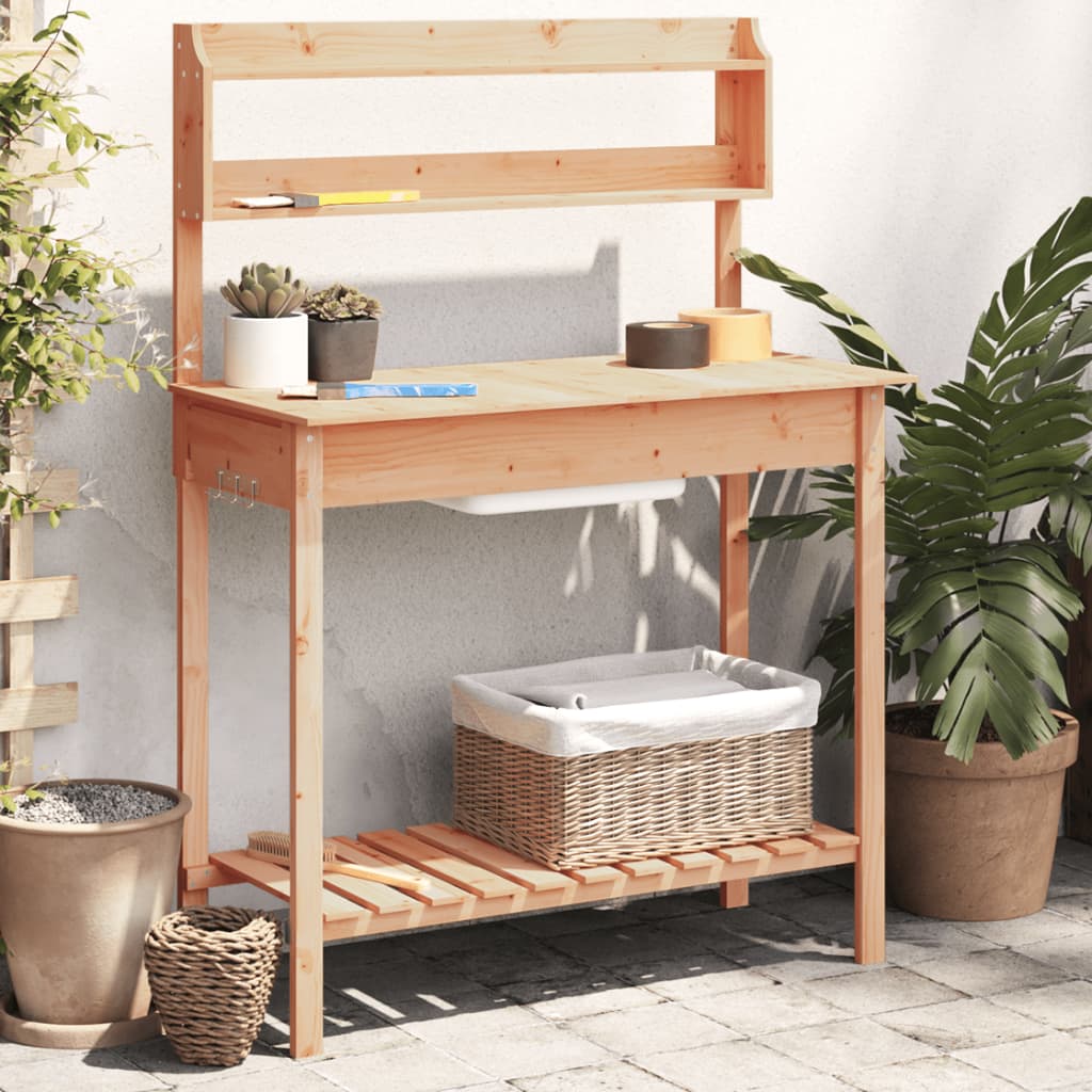 Pflanztisch Mit Waschbecken 147,5X44X139,5 Cm Massivholz Tanne