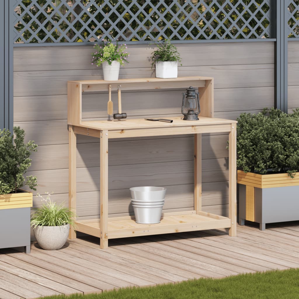 Pflanztisch Mit Ablagen Massivholz Kiefer