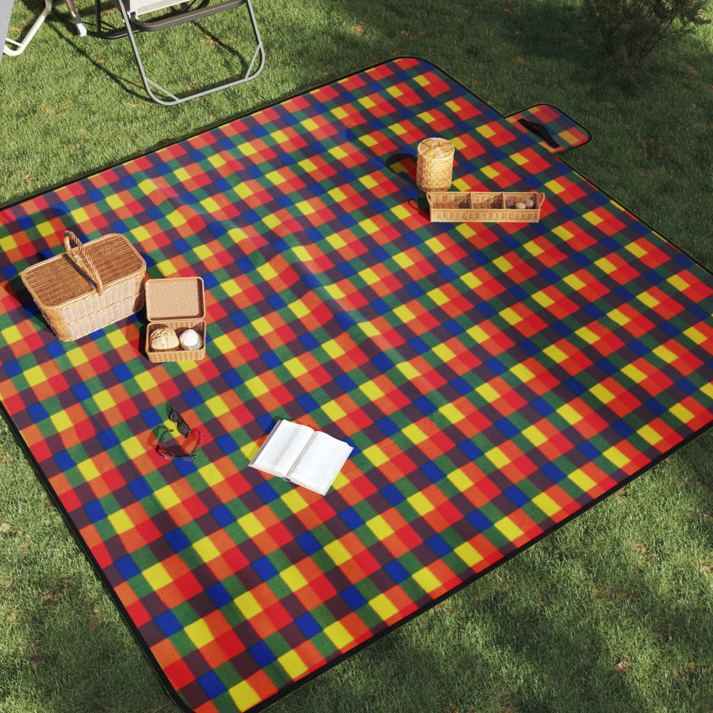 Picknickdecke Faltbar Kariert Samt