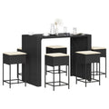 7-Tlg. Gartenbar-Set Mit Kissen Poly Rattan