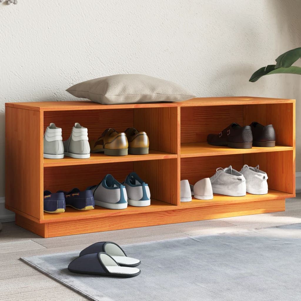 Schuhregal 110X34X45 Cm Massivholz Kiefer