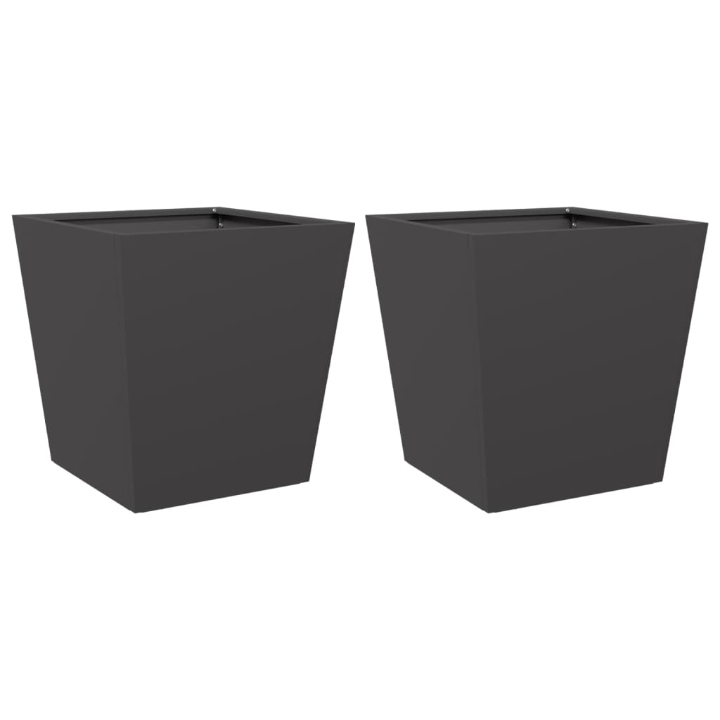 Pflanzkübel 2 Stk. Schwarz Stahl
