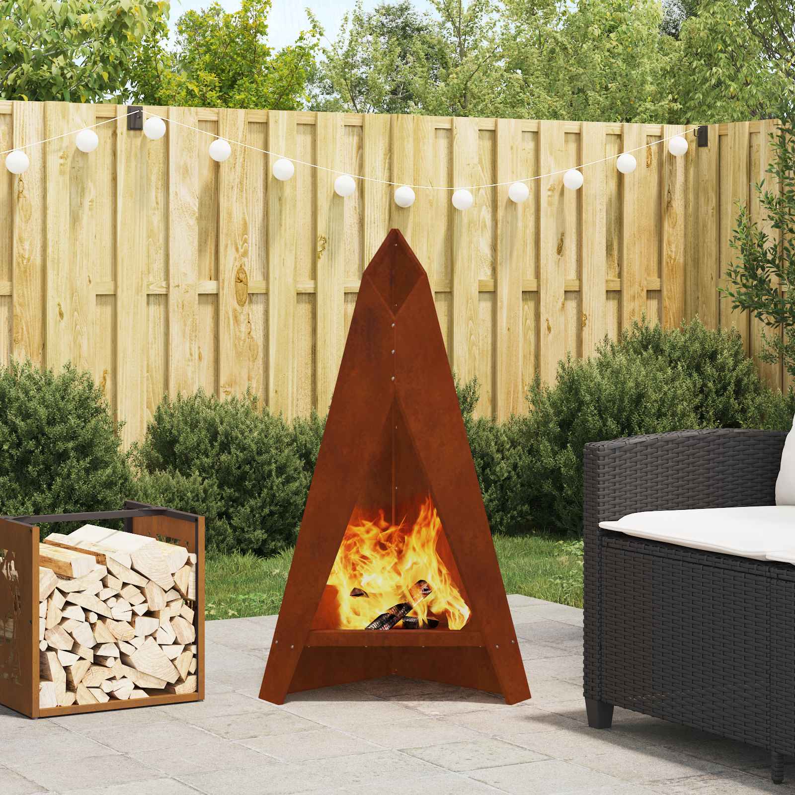 Feuerstelle Rostig 58 X 40 X 100 Cm Wetterfeststahl
