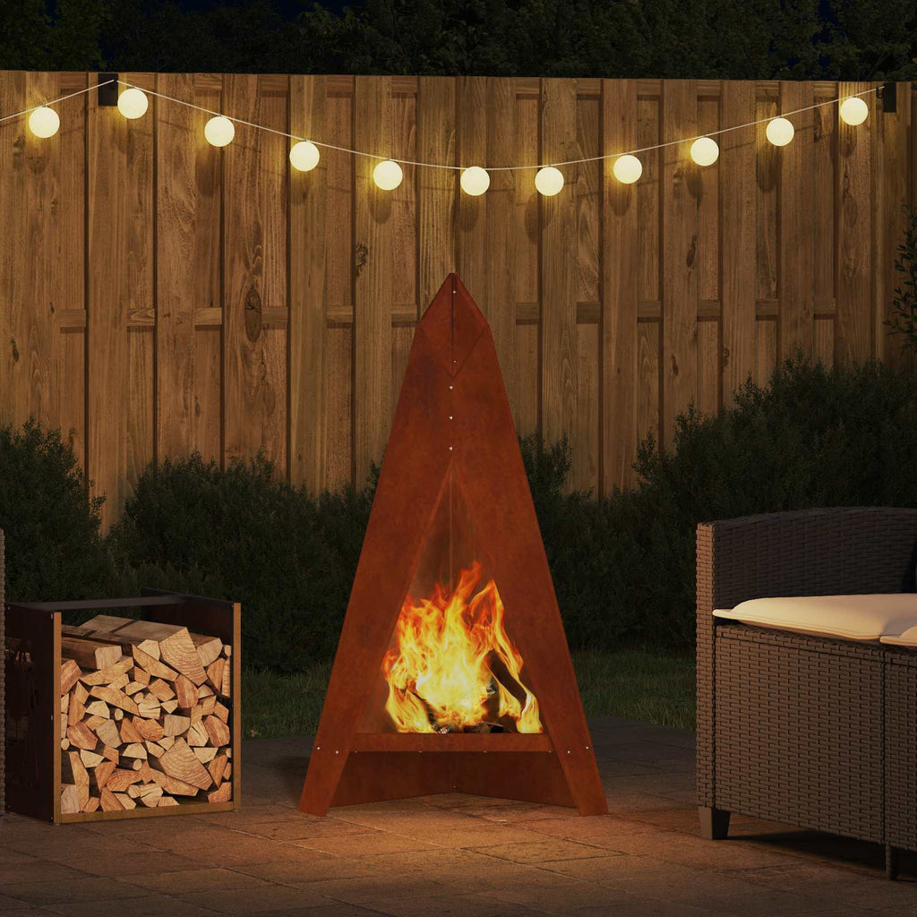 Feuerstelle Rostig 58 X 40 X 100 Cm Wetterfeststahl