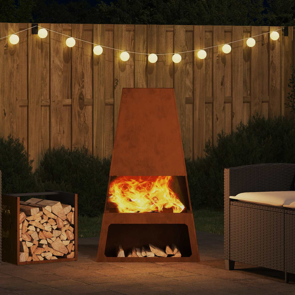 Feuerstelle Rostig 60 X 35 X 100 Cm Wetterfeststahl