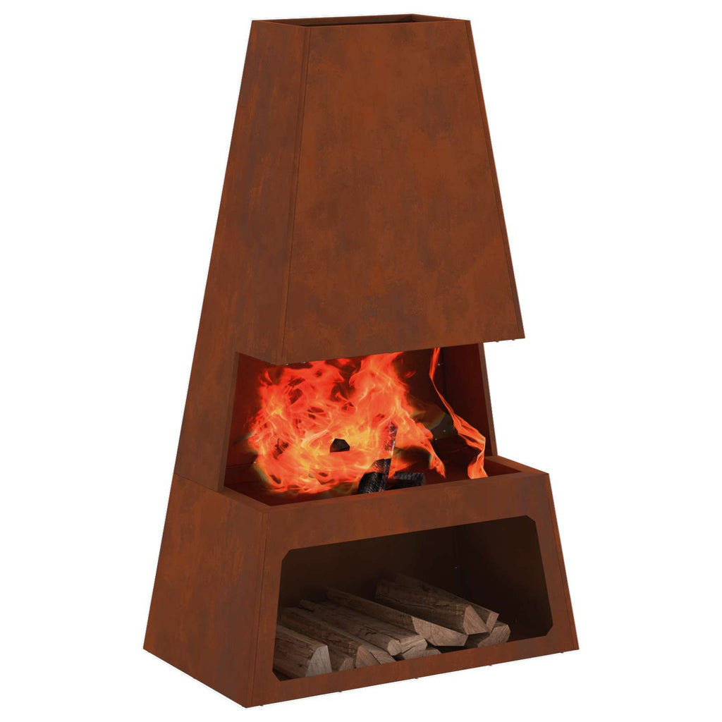 Feuerstelle Rostig 60 X 35 X 100 Cm Wetterfeststahl