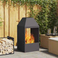 Feuerstelle Schwarz 50 X 50 X 100 Cm Wetterfeststahl