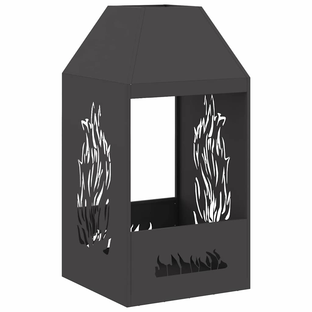Feuerstelle Schwarz 50 X 50 X 100 Cm Wetterfeststahl