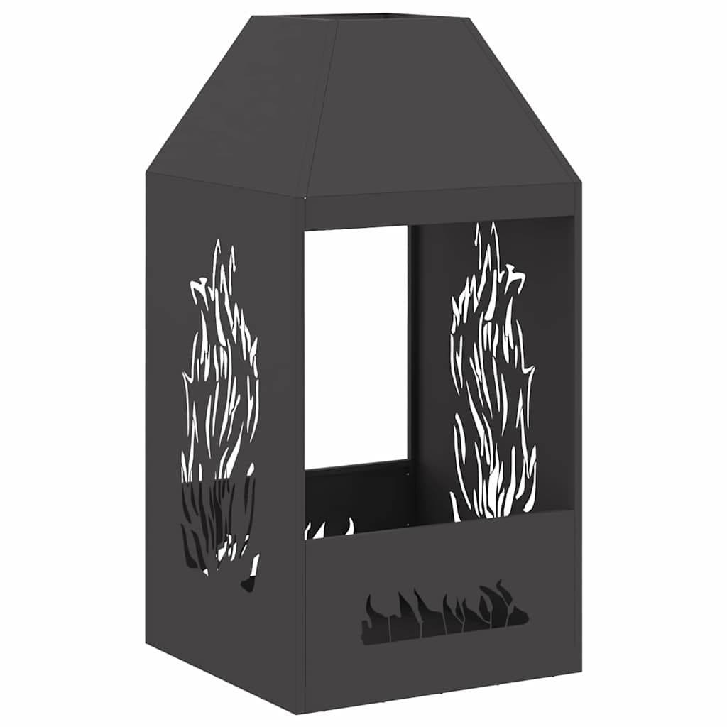 Feuerstelle Schwarz 50 X 50 X 100 Cm Wetterfeststahl