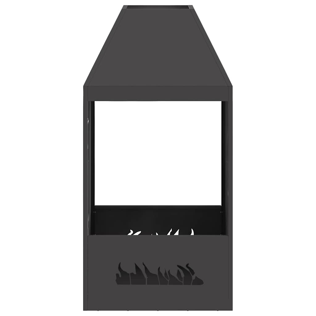 Feuerstelle Schwarz 50 X 50 X 100 Cm Wetterfeststahl