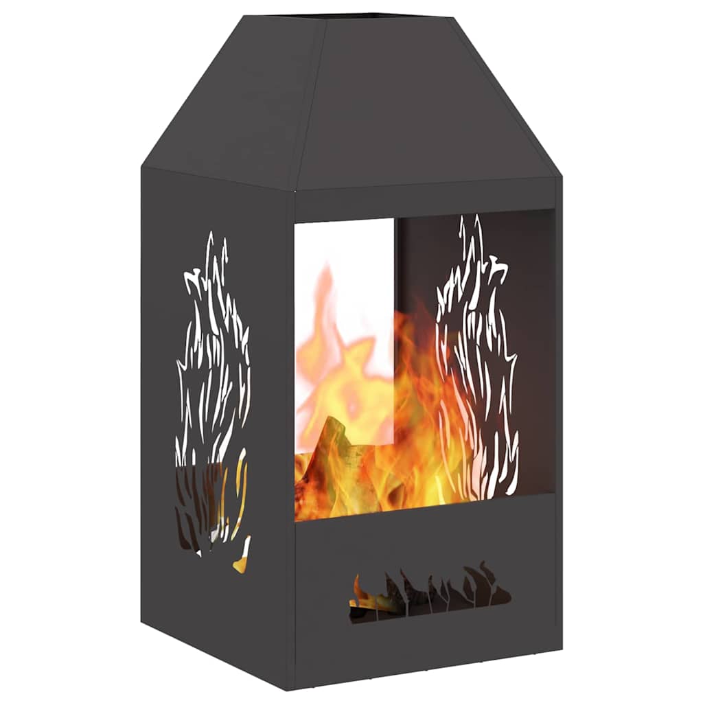Feuerstelle Schwarz 50 X 50 X 100 Cm Wetterfeststahl