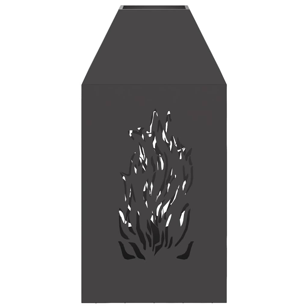 Feuerstelle Schwarz 50 X 50 X 100 Cm Wetterfeststahl