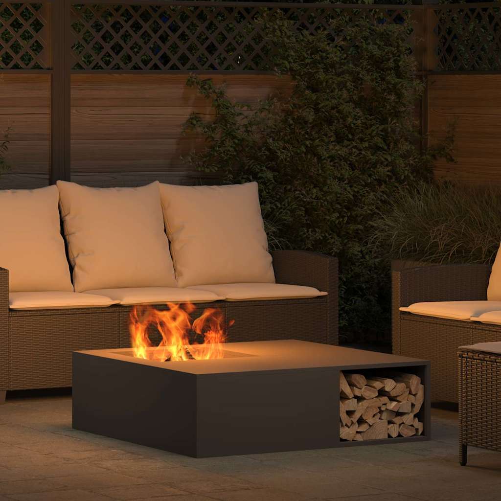 Feuerstelle Schwarz 100 X 100 X 30 Cm Wetterfeststahl