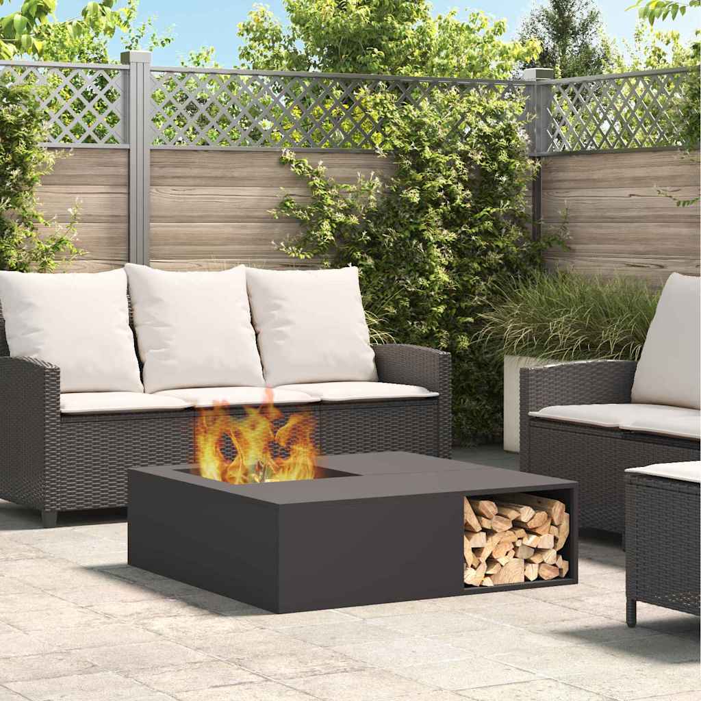 Feuerstelle Schwarz 100 X 100 X 30 Cm Wetterfeststahl