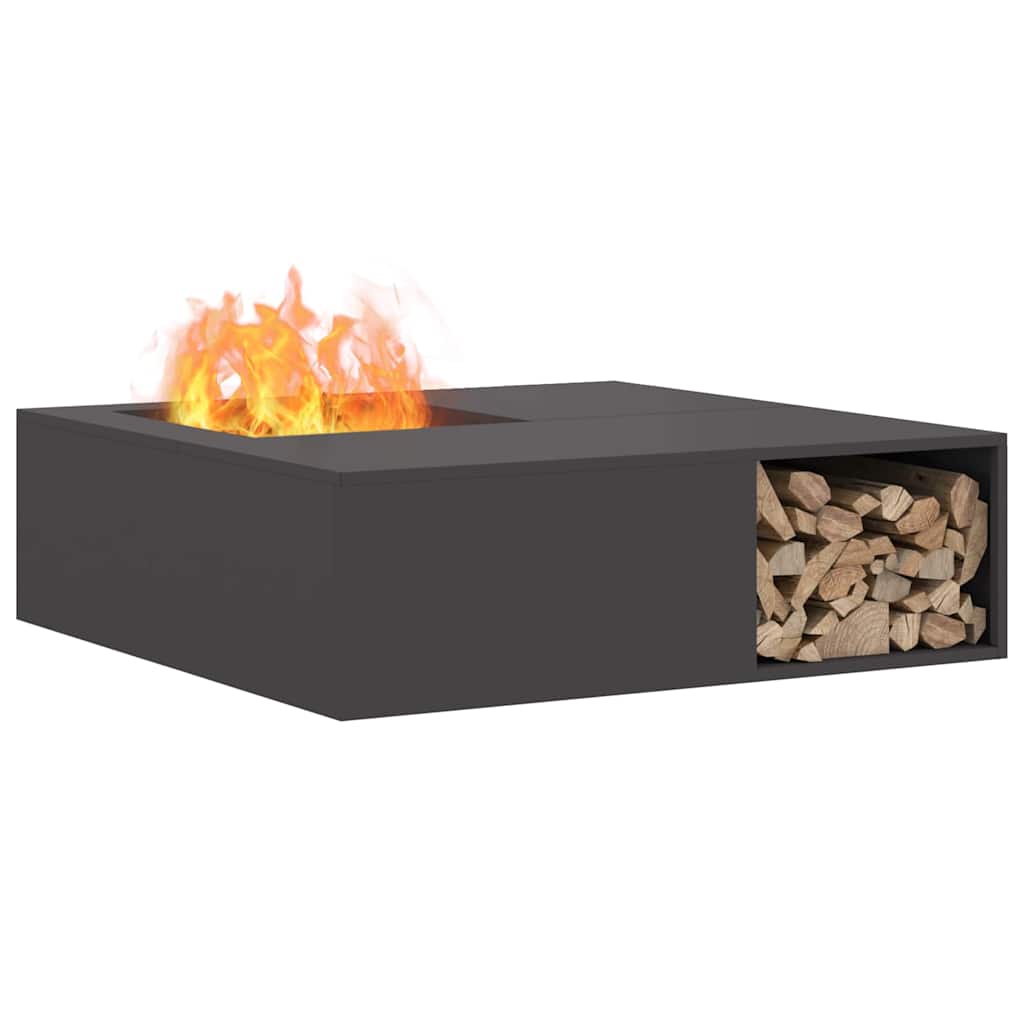 Feuerstelle Schwarz 100 X 100 X 30 Cm Wetterfeststahl