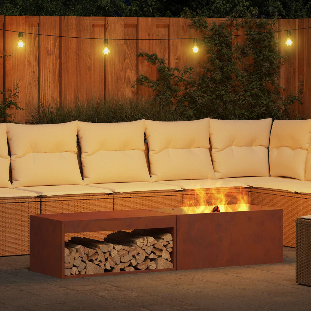Feuerstelle Rostig 160 X 45 X 35 Cm Wetterfeststahl