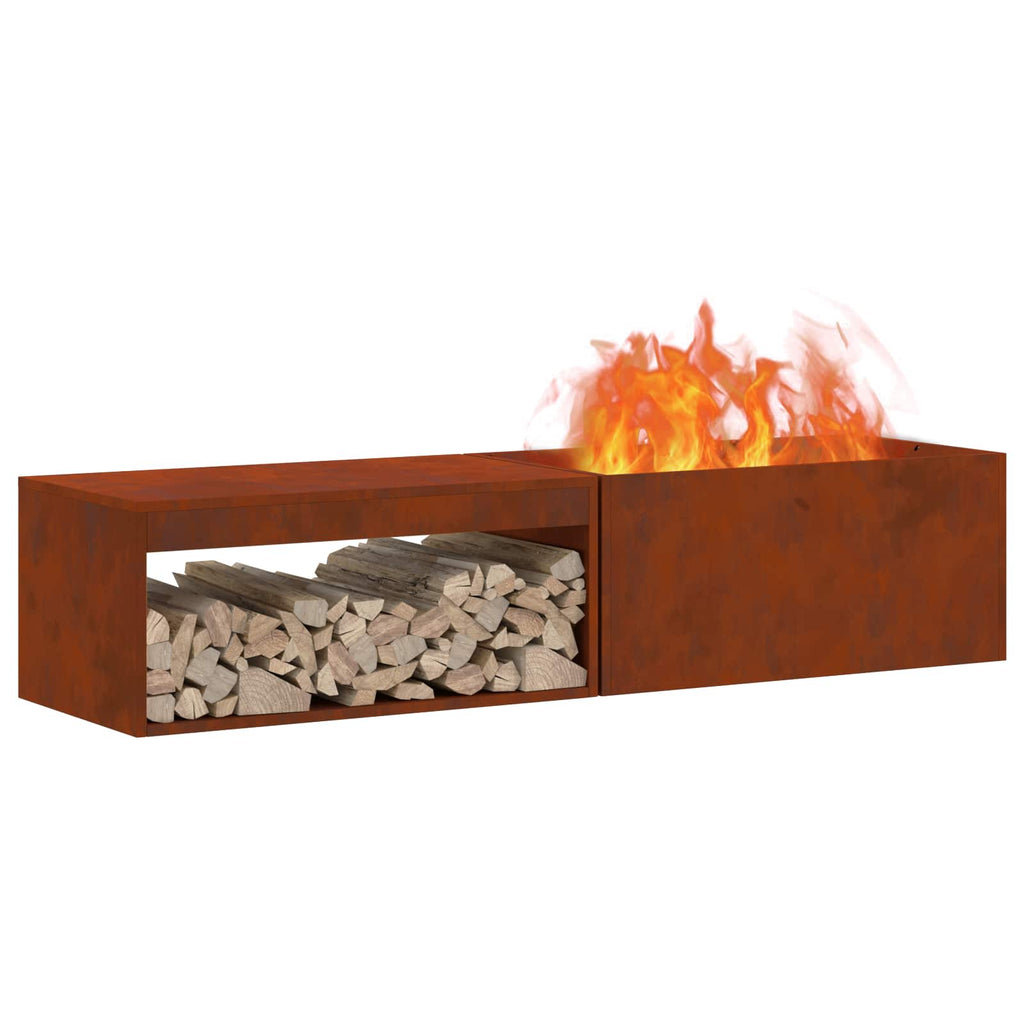 Feuerstelle Rostig 160 X 45 X 35 Cm Wetterfeststahl