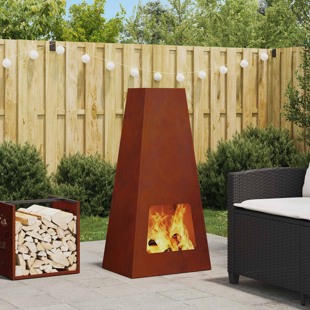 Feuerstelle Rostig 50 X 35 X 100 Cm Wetterfeststahl