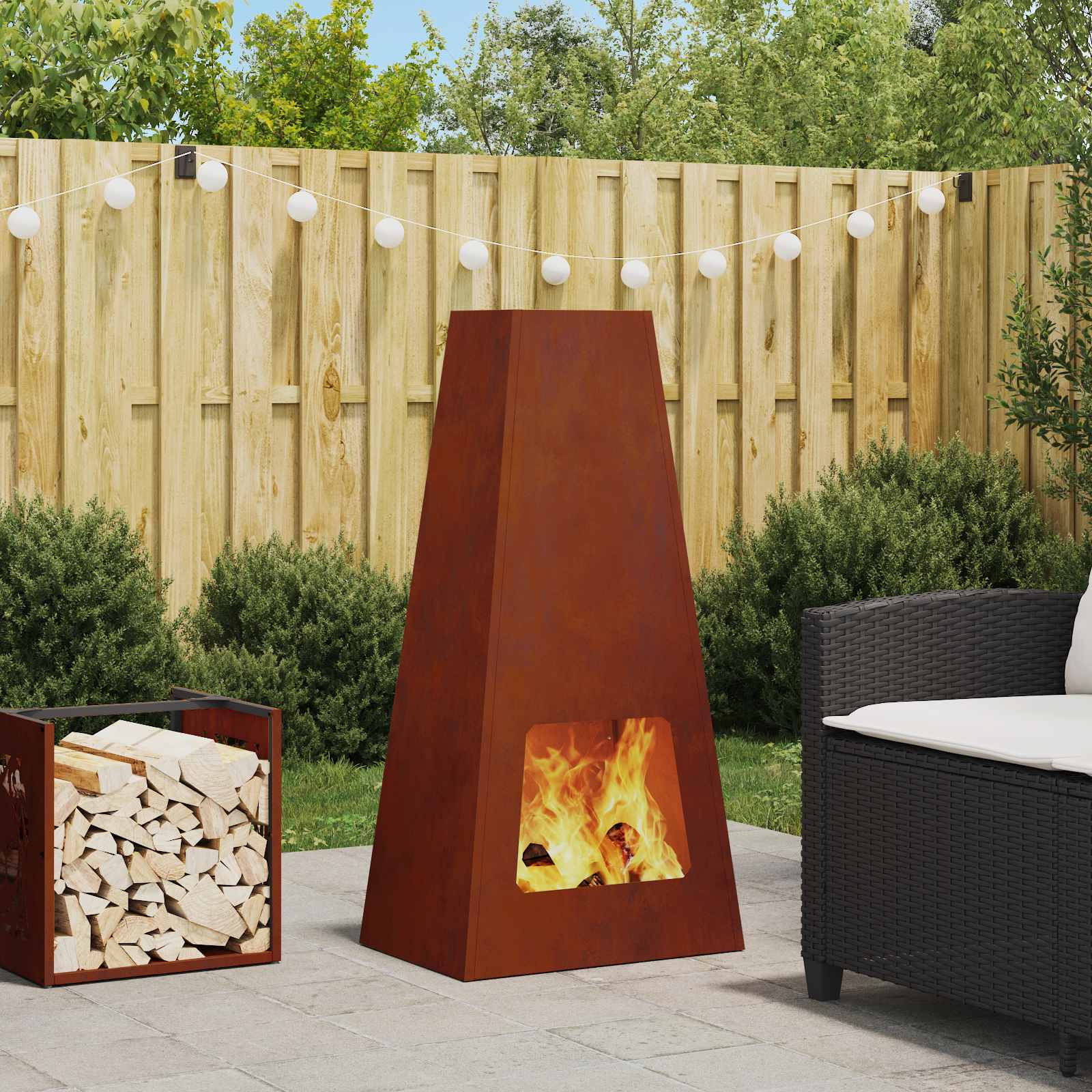 Feuerstelle Rostig 50 X 35 X 100 Cm Wetterfeststahl
