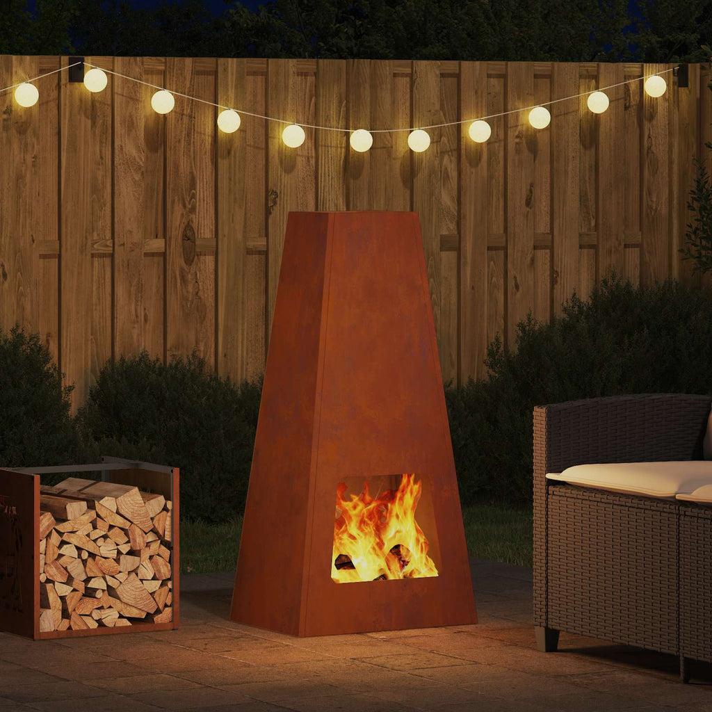 Feuerstelle Rostig 50 X 35 X 100 Cm Wetterfeststahl