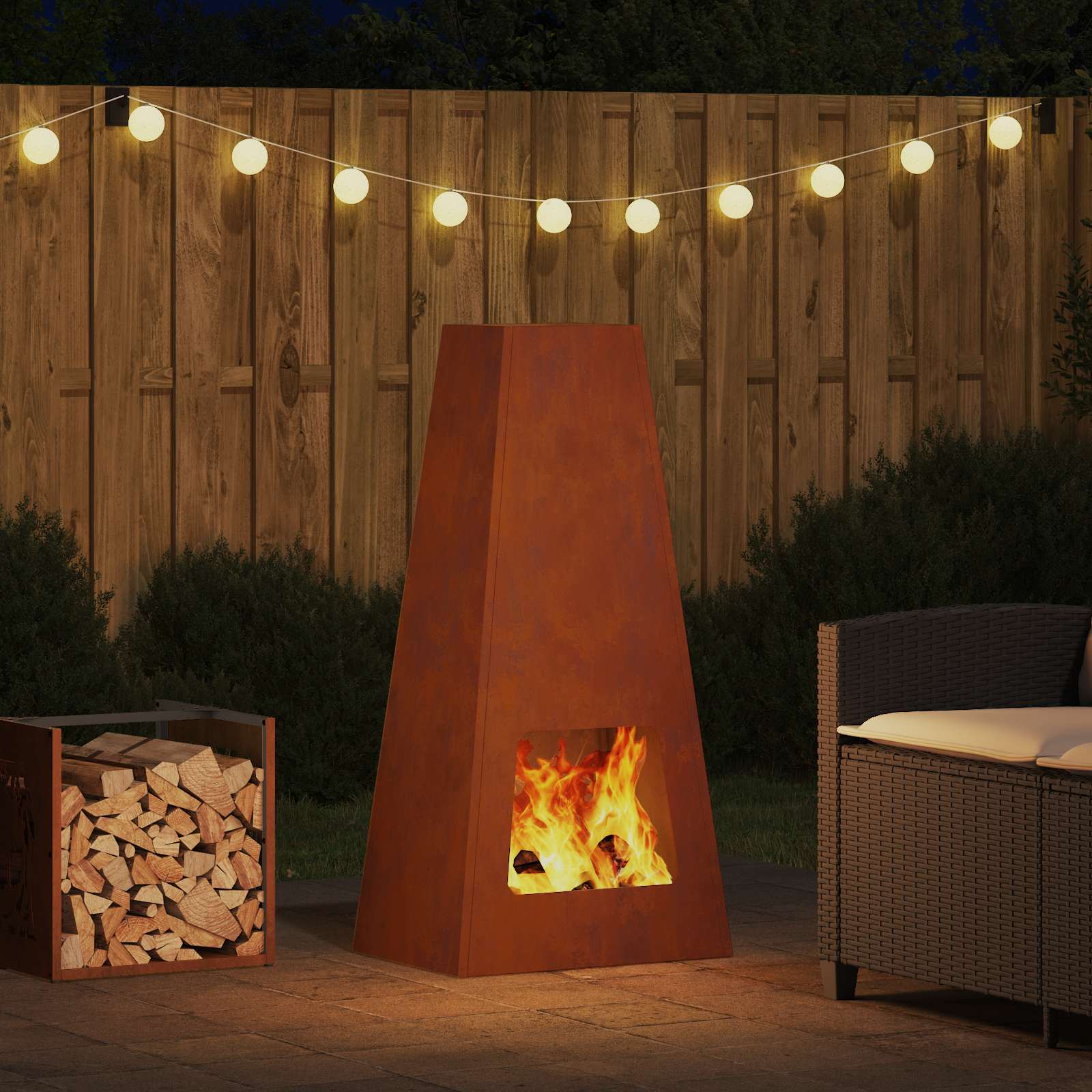 Feuerstelle Rostig 50 X 35 X 100 Cm Wetterfeststahl