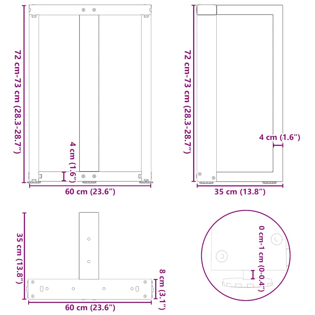 Esstischbeine T-Form 2 Stk. Stahl Stahl