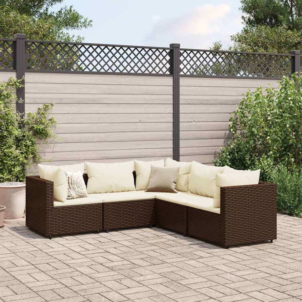 7-Tlg. Garten-Lounge-Set Mit Kissen Schwarz Poly Rattan