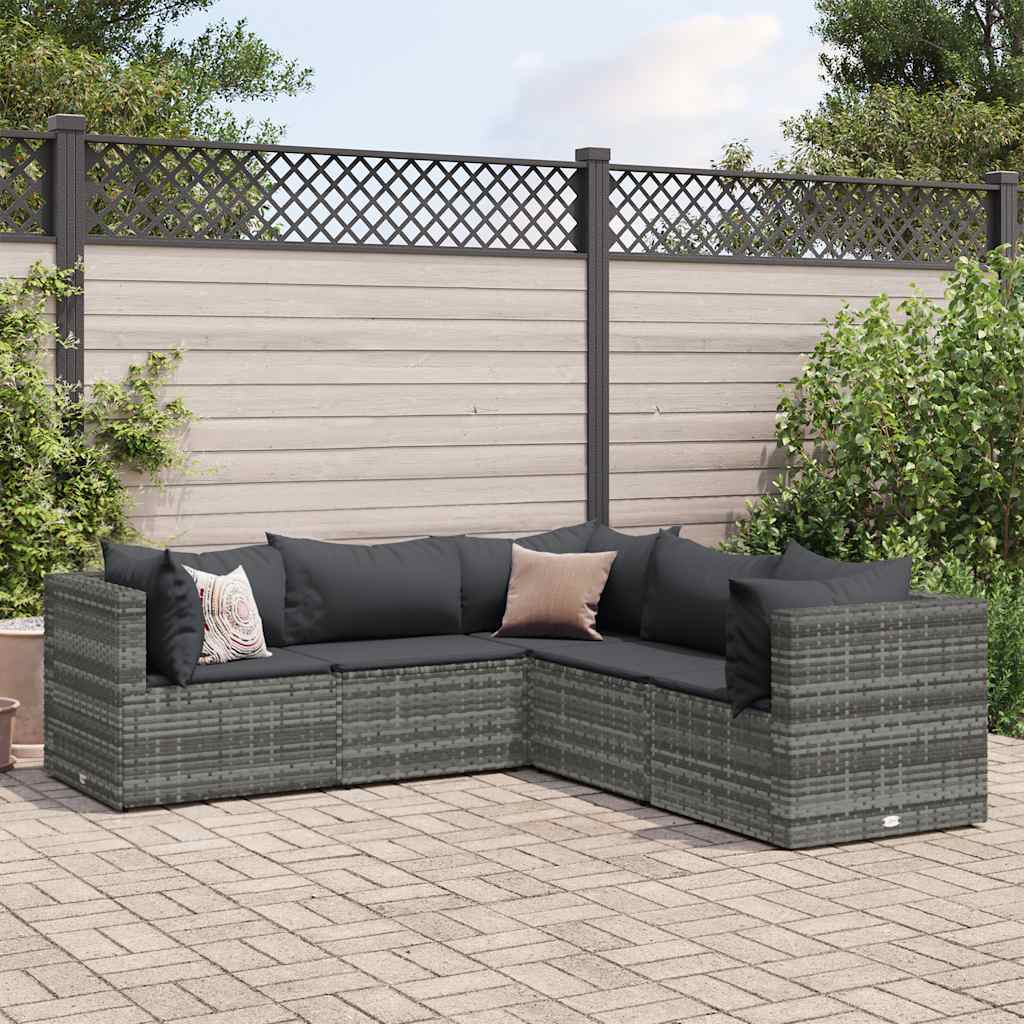 7-Tlg. Garten-Lounge-Set Mit Kissen Schwarz Poly Rattan