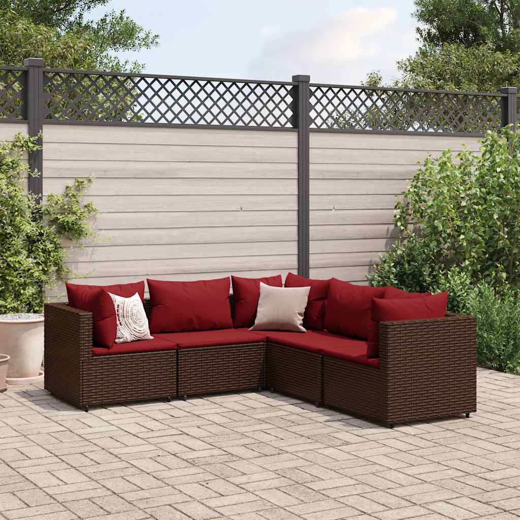 7-Tlg. Garten-Lounge-Set Mit Kissen Schwarz Poly Rattan