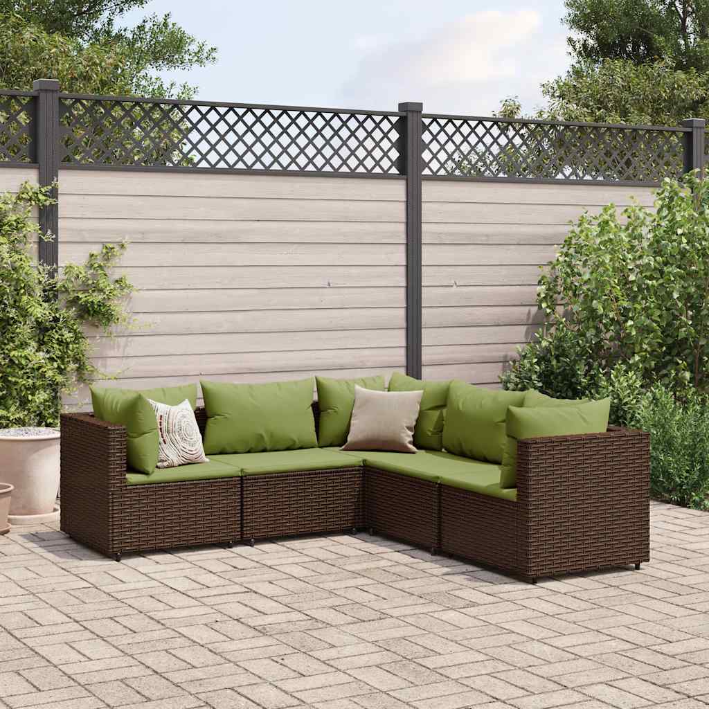 7-Tlg. Garten-Lounge-Set Mit Kissen Schwarz Poly Rattan