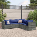 7-Tlg. Garten-Lounge-Set Mit Kissen Schwarz Poly Rattan