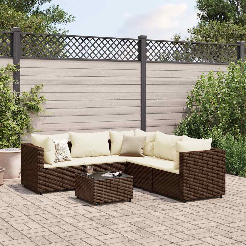 7-Tlg. Garten-Lounge-Set Mit Kissen Schwarz Poly Rattan