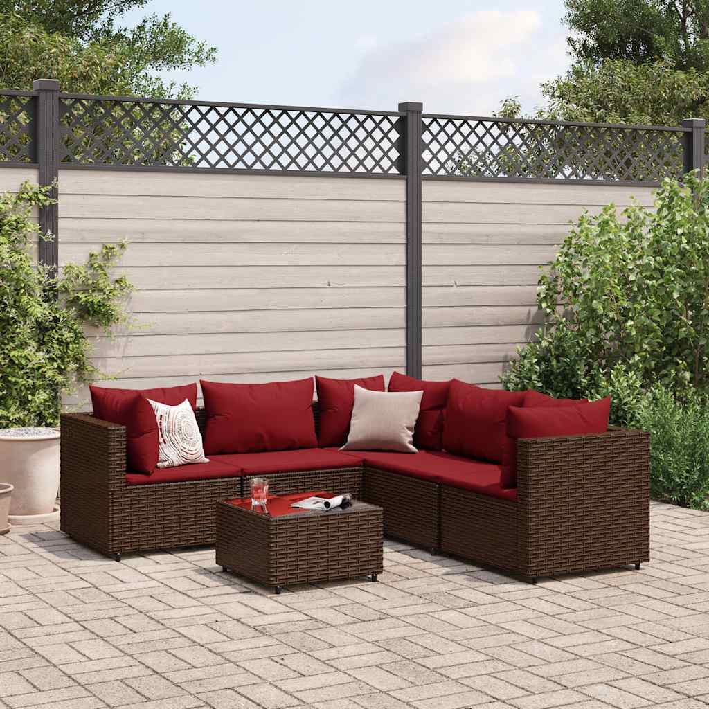 7-Tlg. Garten-Lounge-Set Mit Kissen Schwarz Poly Rattan