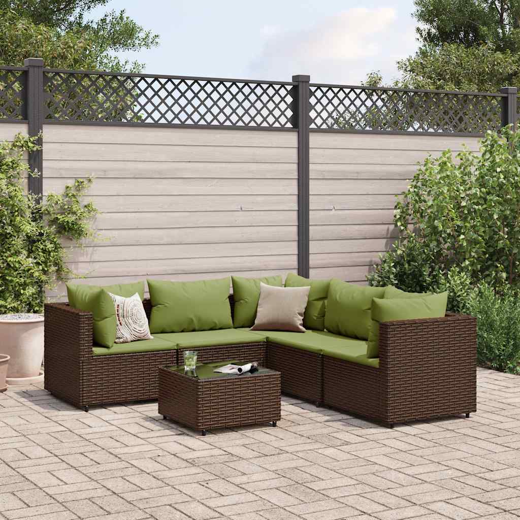 7-Tlg. Garten-Lounge-Set Mit Kissen Schwarz Poly Rattan